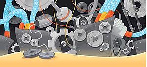 Various types of mechanisms - color vector clipart