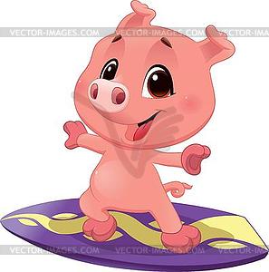 Pig with surf - vector image