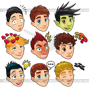 Various expressions of boys - vector clipart