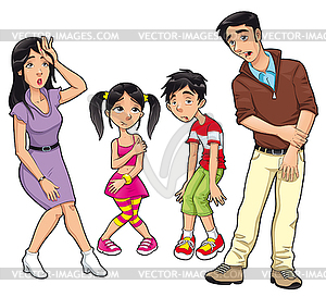 Sick family - vector clip art