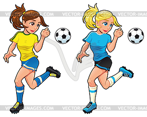 Женщины-игроки в футбол - стоковое векторное изображение