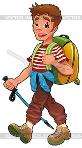 Trekking boy - vector image