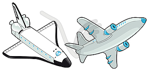 Airplane and shuttle - vector clip art