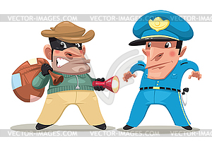 Thief and guard - vector clipart