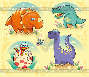 Group of funny dinosaurs - vector clipart