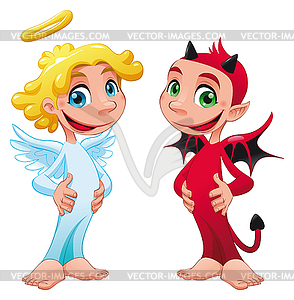 Baby Angel and Devil - vector clipart