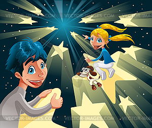 Intergalactic journey on stars - vector clipart