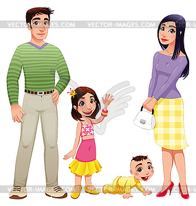 Человеческой семьи с матерью, отцом и детьми - векторный клипарт