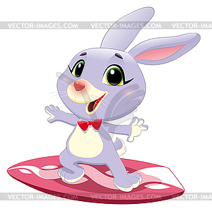 Bunny rabbit with surf - vector image
