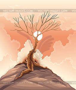 Landscape with tree - vector clipart / vector image