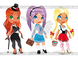 Three kind of ladies - vector clip art