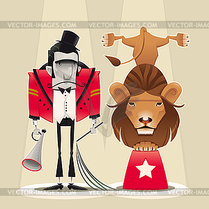 Lion Tamer with lion - vector clipart