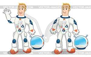 Astronaut in two poses - vector clip art