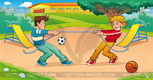 Tug of war with background - vector image