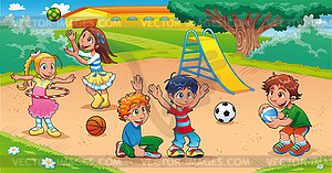 Kids in playground - vector clip art