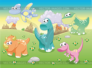 Dinosaurs Family with background - vector clipart