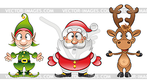 Санта-Клауса, эльфов, Рудольф Санта-Клауса, эльфов, Рудольф - изображение в векторе