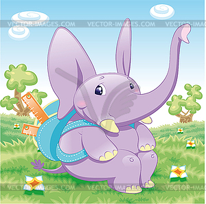 Baby Elephant - school - vector clip art