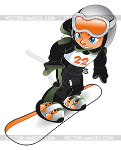 Baby Snowboarder - vector clip art