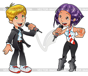 Young singers - royalty-free vector clipart