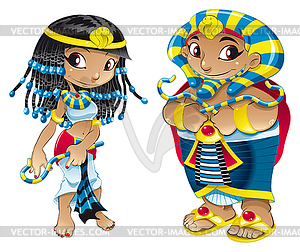 Cleopatra and Pharaoh - vector clipart