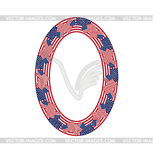 Number 0 made of USA flags - vector clip art