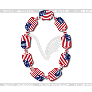 Number 0 made of USA flags in form of candies - vector clipart / vector image