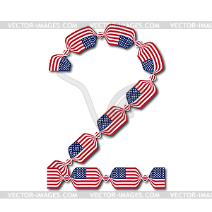 Номер 2 изготовлена из флагов США в виде конфет - клипарт в векторе / векторное изображение