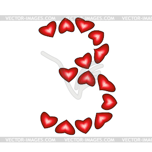 Number 3 made of hearts - stock vector clipart