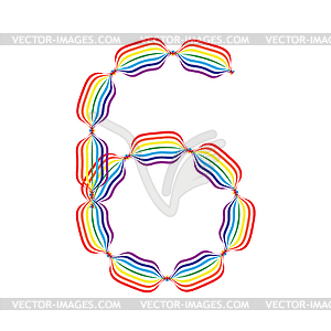 Number 6 made in rainbow colors - vector image