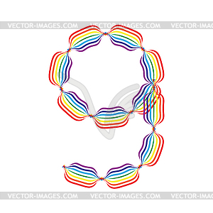 Number 9 made in rainbow colors - vector EPS clipart