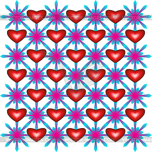 Pattern with hearts and flowers - vector image