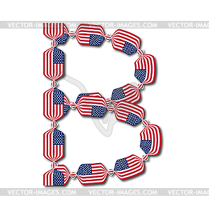 Letter B made of USA flags in form of candies - vector clipart