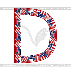 Буквица D изготовлен из флагов США - векторное изображение клипарта