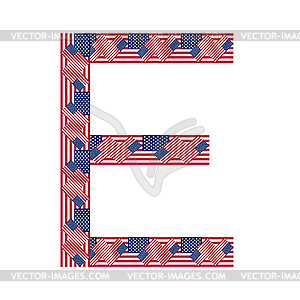 Letter E made of USA flags - vector image