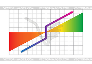 Business progress graph with arrow - vector clipart