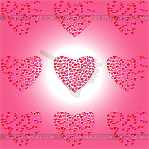 Nine Heart of Hearts -pink background - vector clipart