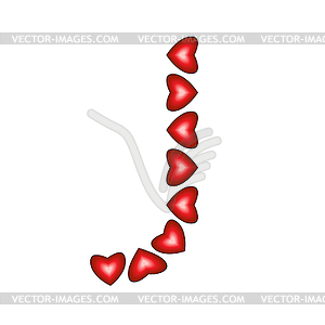 Letter J made of hearts - vector clipart