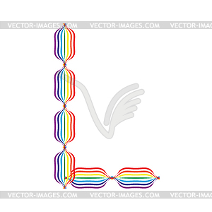 Letter L made in rainbow colors - vector image