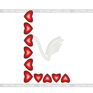 Буквица L сделан из сердца - изображение в векторном виде