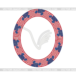 Letter O made of USA flags - vector image