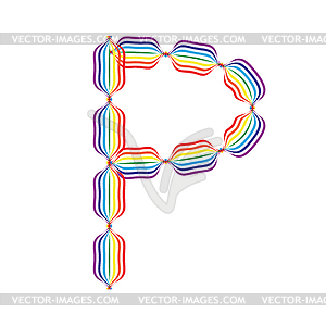 Letter P made in rainbow colors - vector clipart