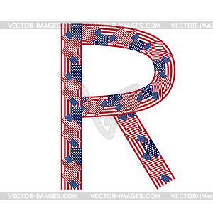 Letter R made of USA flags - vector clip art
