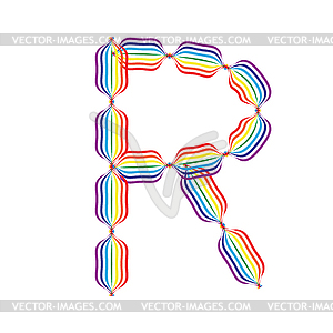 Letter R made in rainbow colors - vector clipart