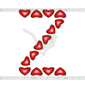 Letter Z made of hearts - vector image