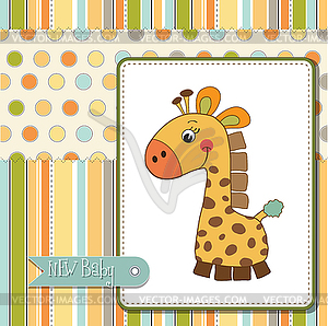 Welcome baby card with giraffe - vector clipart