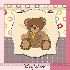 Welcome baby card with teddy bear - royalty-free vector clipart