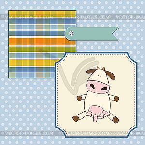 Fun greeting card with cow - vector clip art