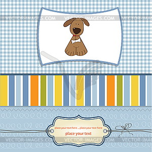 Greeting card with small dog - vector image