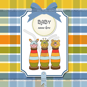 Baby shower card with toys - vector clipart